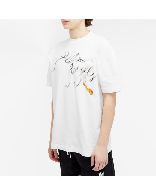 Palm Angels White Match Logo T-Shirt for men