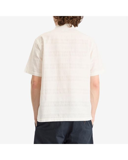 Universal Works White Deffe Self Stripe Minari Shirt for men