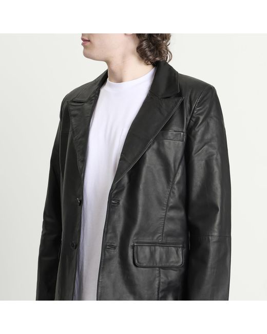 Deadwood Black Stanley Leather Blazer for men
