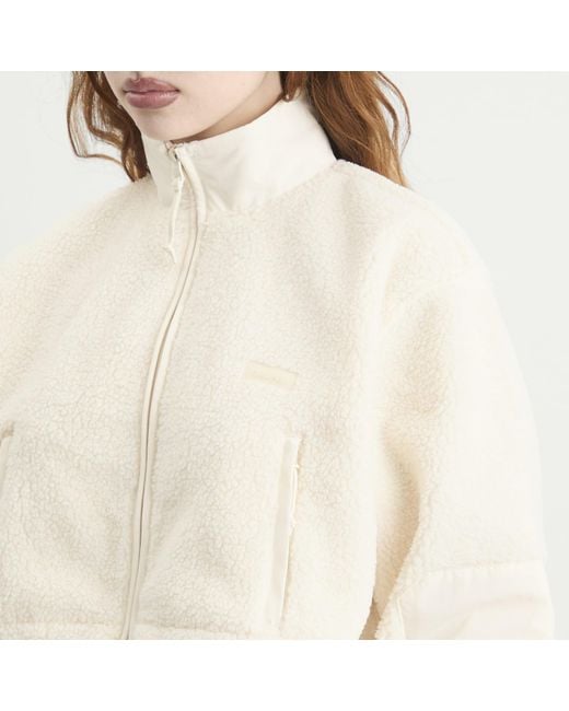 Skims White Teddy Funnel Neck Cropped Jacket