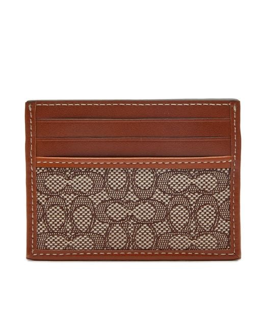 COACH Mini Signature Jacquard Card Holder in Brown for Men Lyst