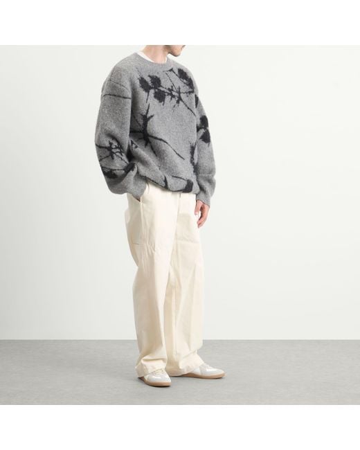 Dries Van Noten Gray Thistle Printed Alpaca Wool Jumper for men