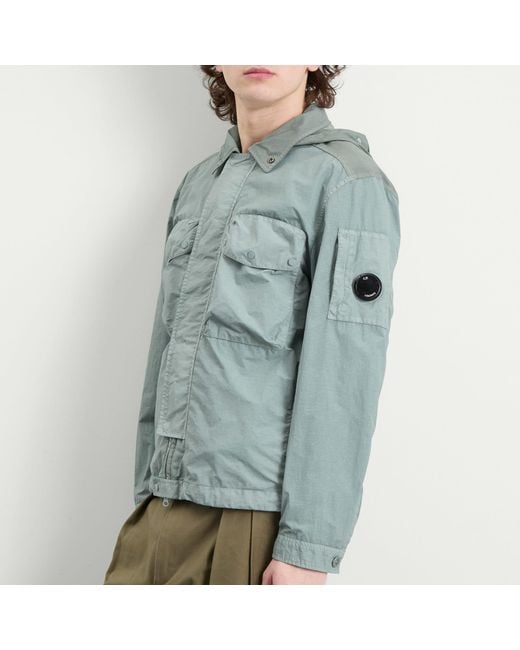 C.P. Company Flatt Nylon Mixed Goggle Overshirt in Blue for Men | Lyst
