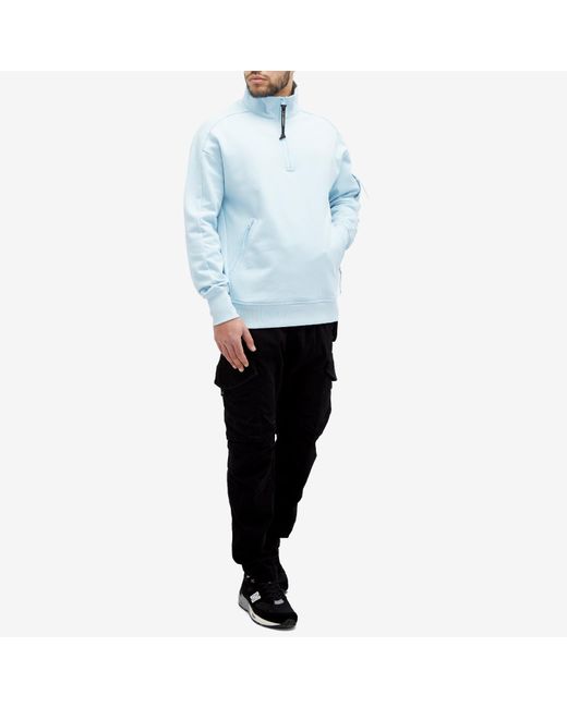 C P Company Blue Diagonal Raised Fleece Zipped Sweatshirt for men