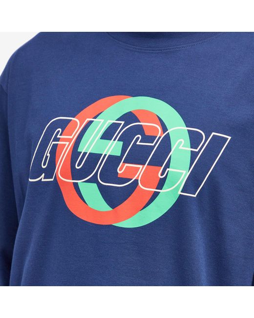 Gucci Blue Interlocking Logo Crew Neck Sweat for men