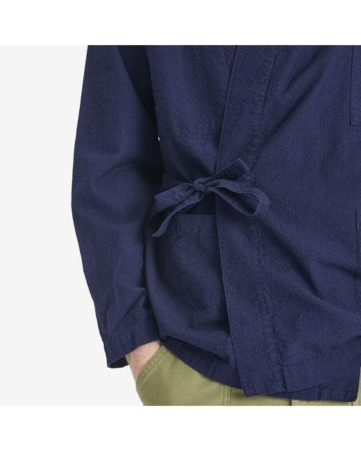 Universal Works Blue Seersucker Kyoto Work Jacket for men