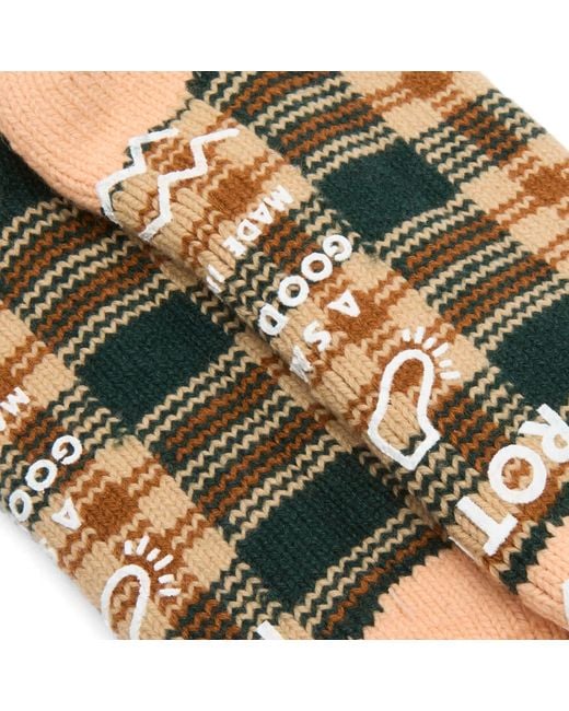 RoToTo Green Check Comfy Room Sock