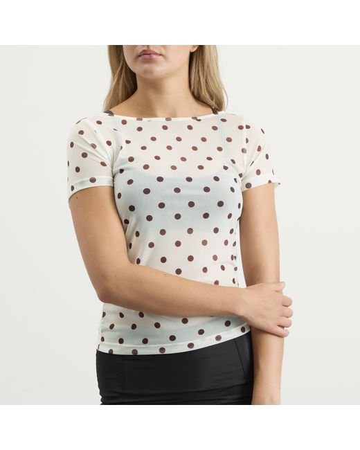 Hosbjerg White Betty Short Sleeve Mesh Top