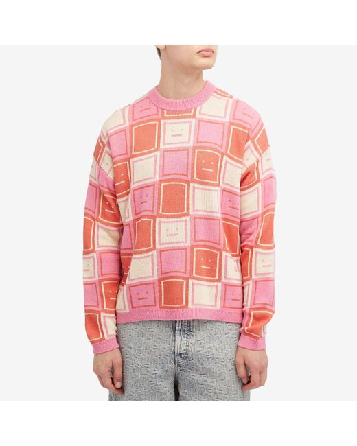 Acne Pink Klock 3 Tones Face Jumper for men
