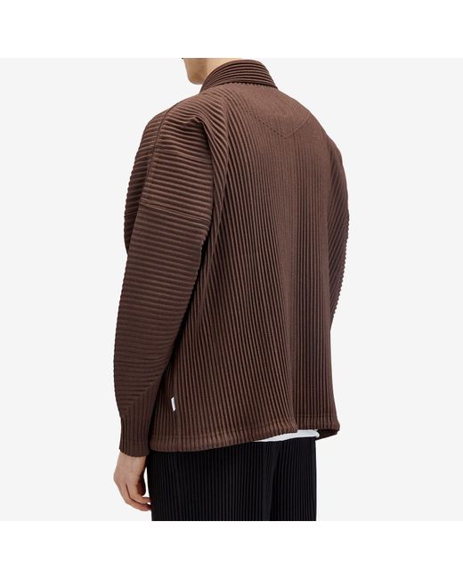 Homme Plissé Issey Miyake Brown Pleated Overshirt for men