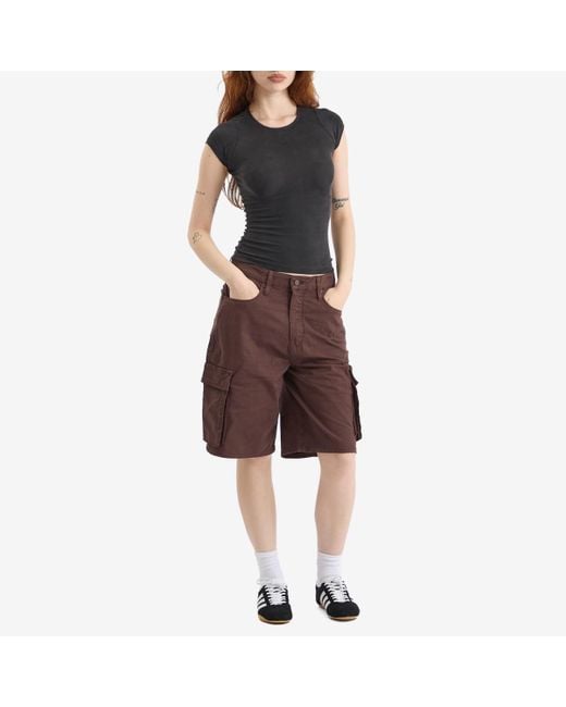 GOOD AMERICAN Brown Twill Cargo Short