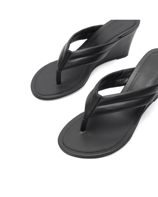 St. Agni Black Stitch Detail Thong Wedge