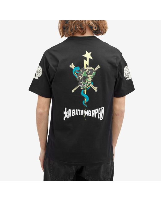 A Bathing Ape Black Souvenir Skull Team T-Shirt for men
