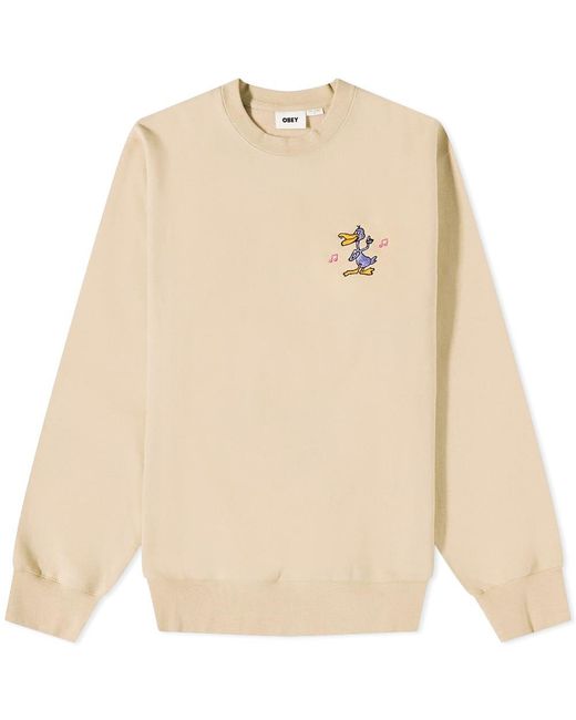 Obey Disco Duck Crew Neck Sweat in Natural for Men | Lyst