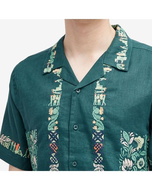 Percival Green Imported Embroidered Cuban Shirt for men