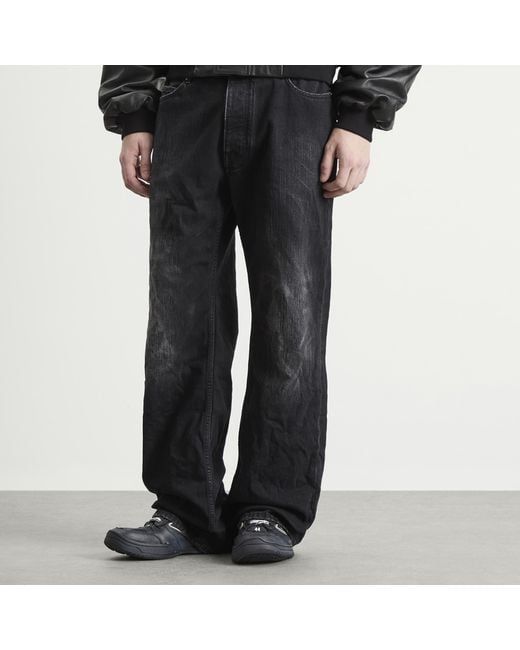 Balenciaga Gray Distressed Fit Fadeout Denim Jeans for men