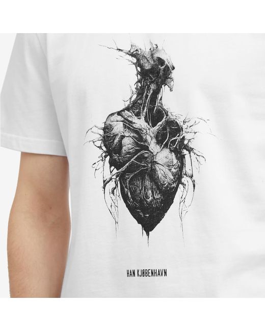 Han Kjobenhavn White Heart Monster Print T-Shirt for men