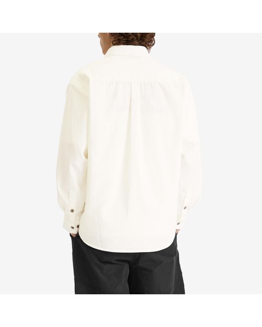 FRIZMWORKS White Denim Carpenter Pocket Work Shirt for men