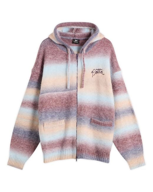 PATTA Purple Space Dye Knitted Hoodie for men