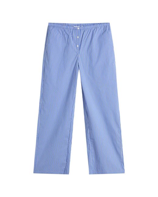 GOOD AMERICAN Blue Poplin Lace Trimmed Pull On Pants