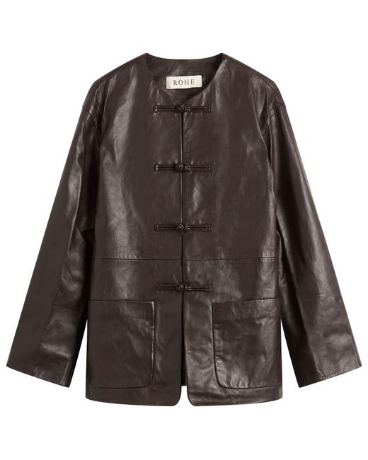 Rohe Brown Mandarin Leather Jacket