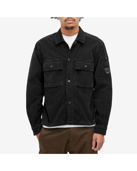 C P Company Black Corduroy Utility Overshirt for men