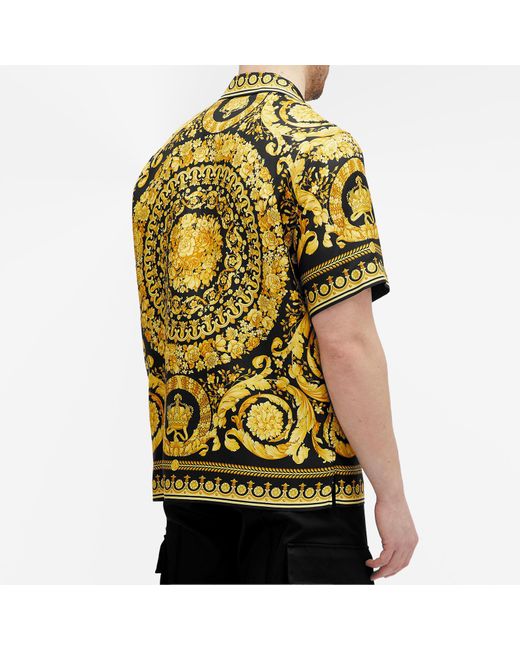 Versace Yellow Baroque '92 Silk Vacation Shirt for men