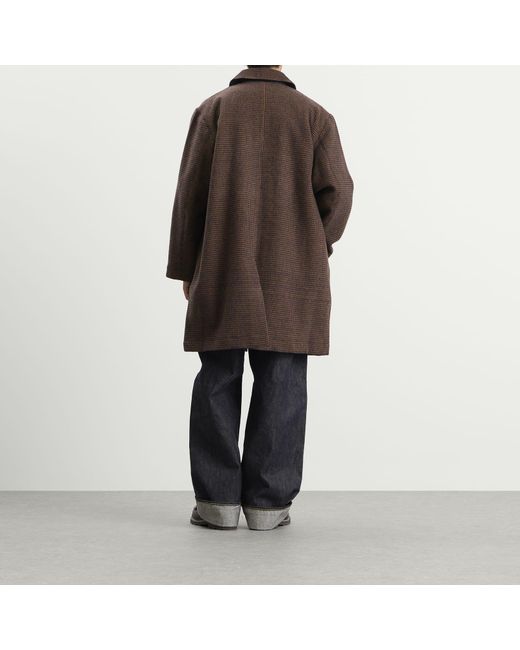 Universal Works Brown Wool Tweed Mix Stan Coat for men