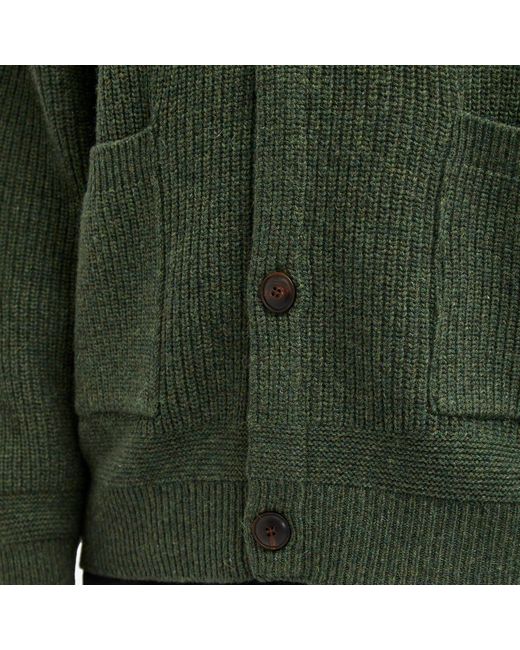 FRIZMWORKS Green Heavy Wool Round Cardigan for men