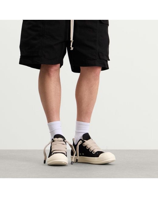 Rick Owens Black Denim Jumbolace Low Sneaks for men