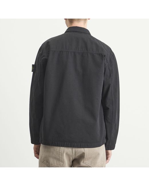 Stone Island Ripstop Zip Shirt Jacket in Black for Men | Lyst