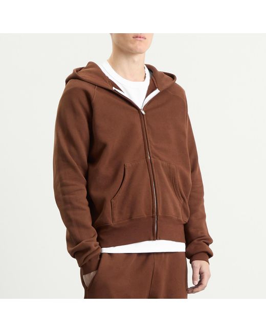 Les Tien Brown Heavyweight Raglan Zip Hoodie for men