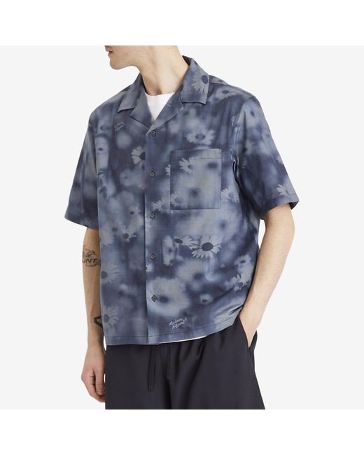 Maison Kitsuné Blue Photo Flower Resort Shirt for men