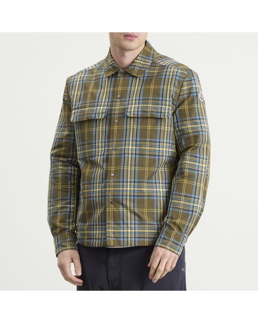 Moncler Green Eco Nylon Check Shirt Jacket for men