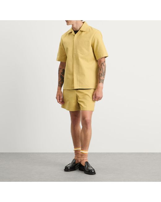 Casablanca Yellow Cotton Jacquard Short Sleeve Monogram Shirt for men
