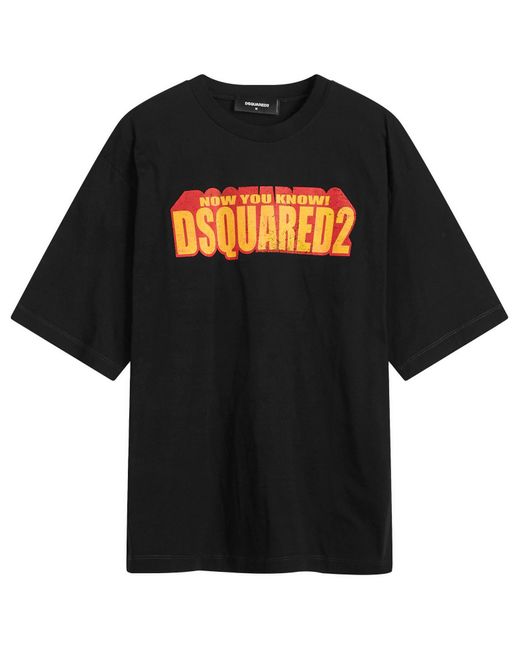 DSquared² Black 3D Logo Loose Fit T-Shirt for men