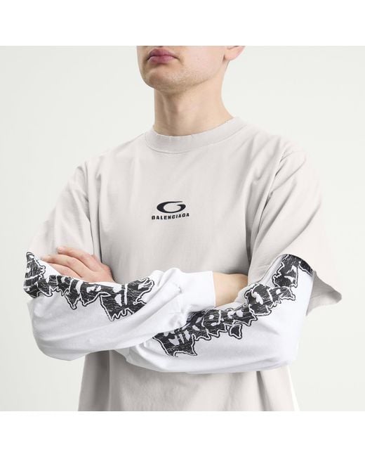 Balenciaga White Metal Merch Double T-Shirt for men