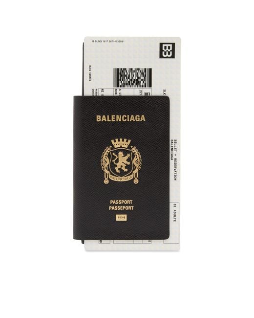 Balenciaga Black Passport Zip Wallet for men
