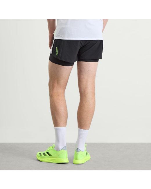 Adidas Originals Black Adizero Running 2-In-1 Gel Pocket Shorts for men