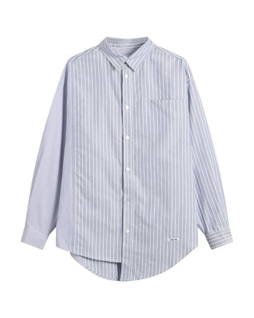 ANGLAN Blue Unbalance Patch Big Shirt for men