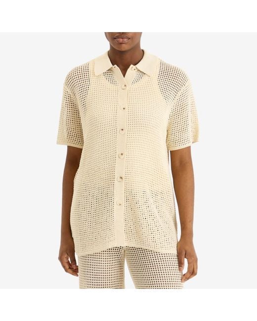 GOOD AMERICAN Natural Crochet Shirt
