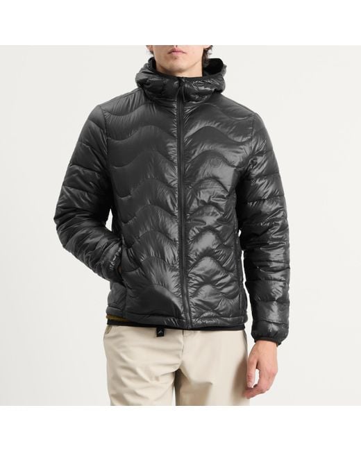 Purple Mountain Observatory Gray Waves Hooded Puffa Jacket for men