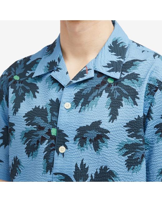 Paul Smith Blue Seersucker Printed Vacation Shirt for men