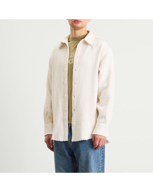 Late Checkout White Raw Edge Western Shirt for men