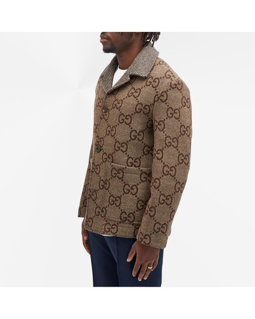 Gucci Brown Jumbo Gg Chore Jacket for men
