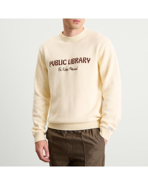 Percival White Public Library Knitted Crew Jumper for men