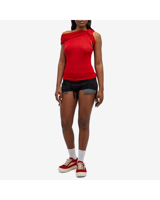 Rick Owens Red Twist Knit Top