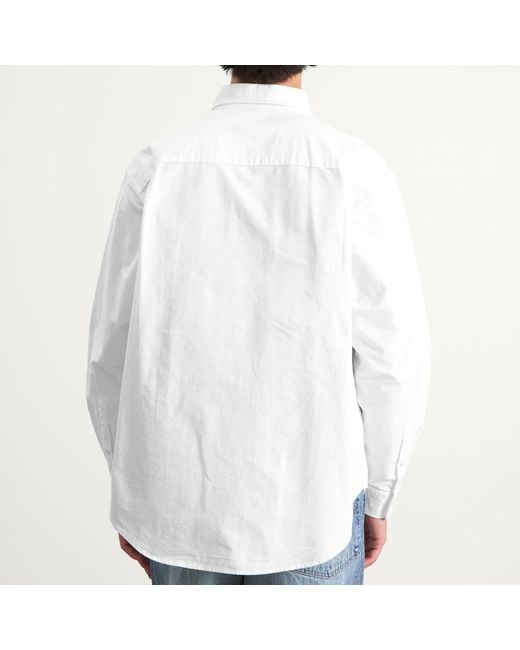 Beams Plus White Heavy Oxford Button Down Shirt for men