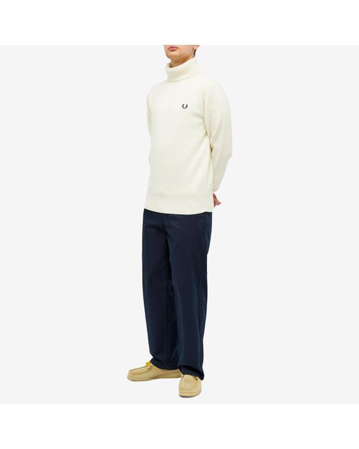 Fred Perry White Roll Neck Jumper for men