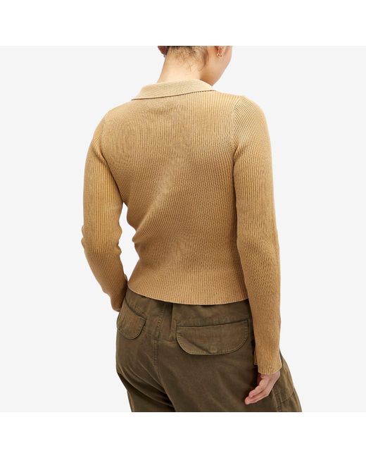 Our Legacy Natural Long Sleeve Mazzy Knit Polo Shirt